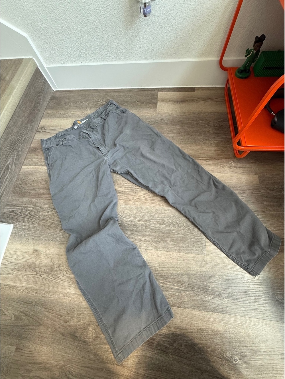 Carhartt Men's Relaxed Fit Gray Work Pants Size 42x32 Durable and Comfortable